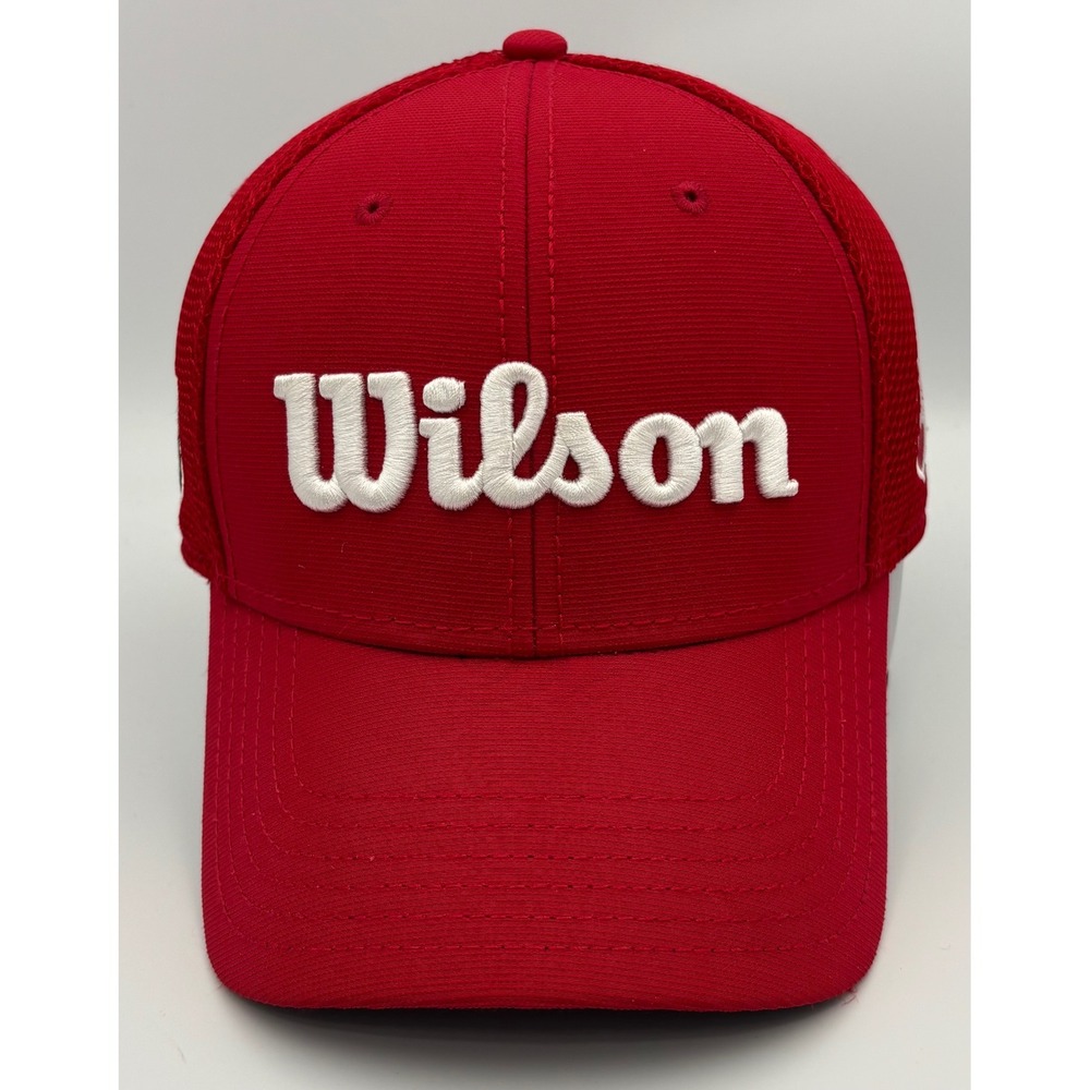 Wilson Mens OSFM Hat Red Staff Advisory Staff Steeley A-Flex Mesh Back